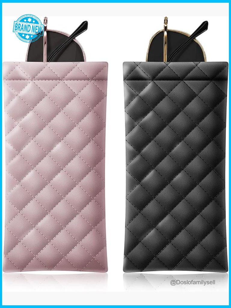 Soft Pu Leather Squeeze Top Sunglass Pouch Organizer Portable Travel Case